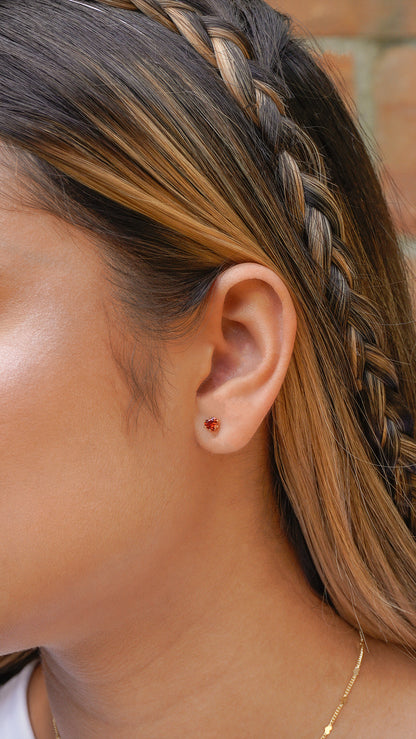 Aretes Topo circonia corazón Negro - Rojo - Rosado